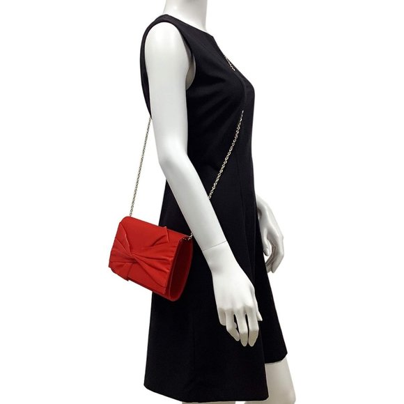 Women Satin Shimmering Bow Flap Formal Party Evening Clutch - Picture 7 of 7